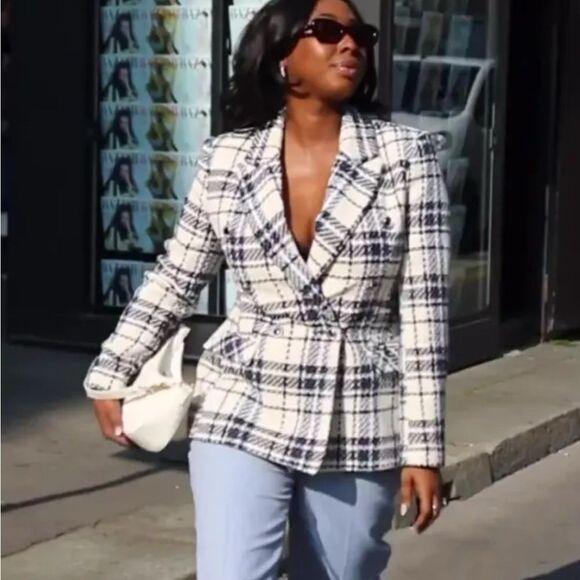 Primark Double Breasted Blazer in Navy and White size 12 - Picture 3 of 16